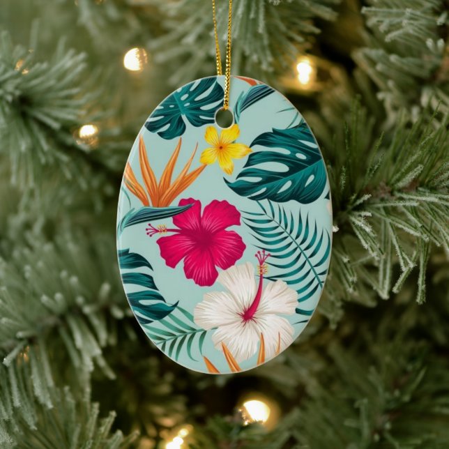 Ornamento cerâmico de flores tropicais (Árvore)