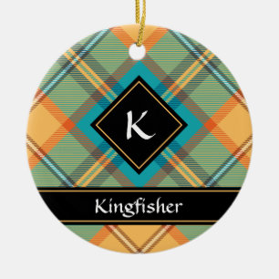 Ornamento Cerâmico de Kingfisher Tartan