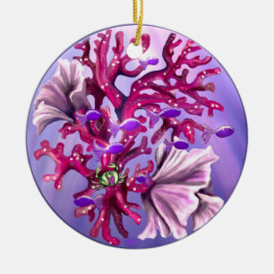 Ornamento cerâmico de sereia de oceano roxo