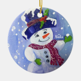 Ornamento cerâmico de Snowball Snowman