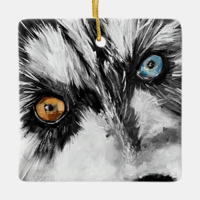 Ornamento Cerâmico do Alaskan de Execução de vamos (Frente)