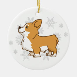 Ornamento cerâmico do Corgi do inverno