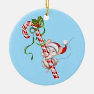Ornamento cerâmico do mouse Papai noel de enfeites