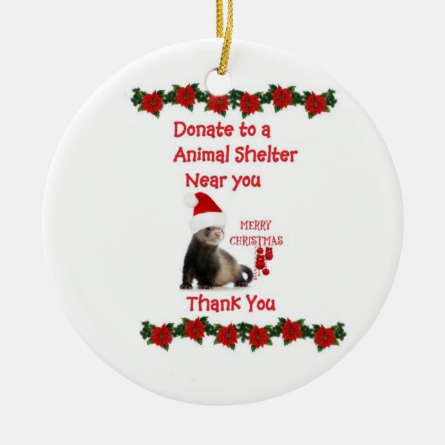 Ornamento cerâmico do Natal da doninha (Frente)