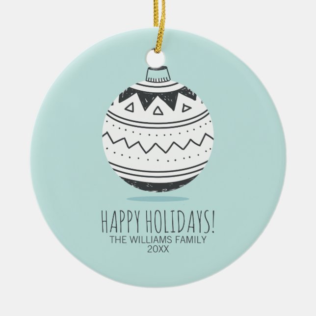 Ornamento cerâmico Feriado de enfeites de natal (Frente)