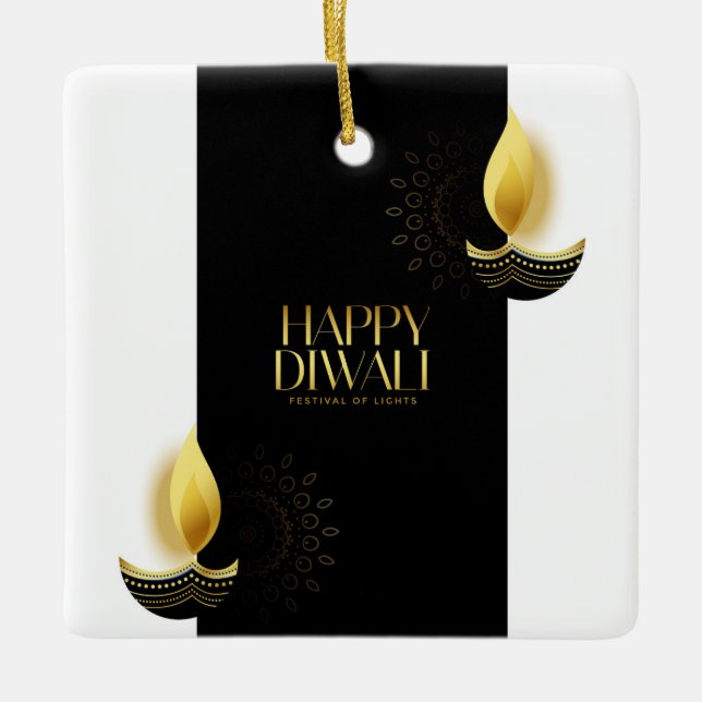 Ornamento cerâmico Happy Diwali (Frente)