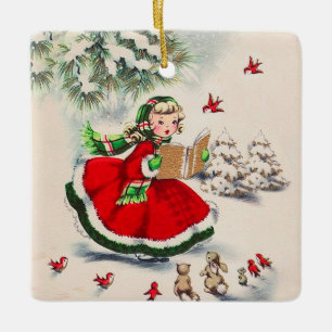 Ornamento cerâmico natal vintage Girl
