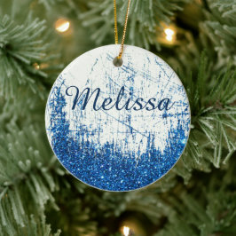 Ornamento cerâmico personalizado de denim e brilho