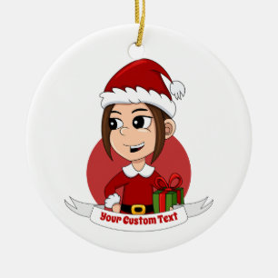 Ornamento cerâmico personalizado de moça de natal