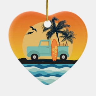 Ornamento Cerâmico Retro Surfing