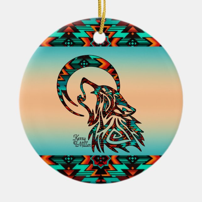 Ornamento Cerâmico Tribal Wolf (Frente)