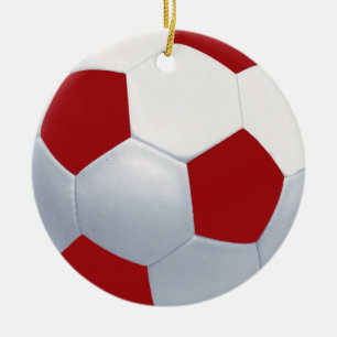 Ornamento cerâmico vermelho e branco da bola de