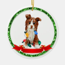 Ornamento Cerâmico Vermelho-Pastor Australiano