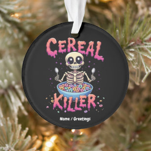 Ornamento Cereal Killer Breakfast Cereal Engraçado Skeleton