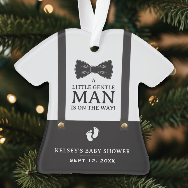 Ornamento Chá de Bebê Menino Um Pouco Cavalheiro Suspensório (Boy Baby Shower A Little Gentleman Suspenders Ornament
)