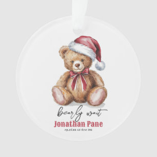 Ornamento Chá de fraldas de Espera de Aquarela de Bear Natal
