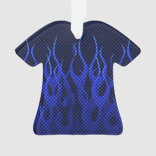 Ornamento Chamas de Corrida Azul em Impressão de Fibra de Ca
