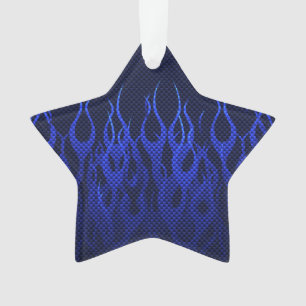 Ornamento Chamas de Corrida Azul em Impressão de Fibra de Ca