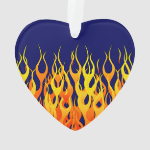 Ornamento Chamas de Corrida Clássica Vibrante em Azul Marinh