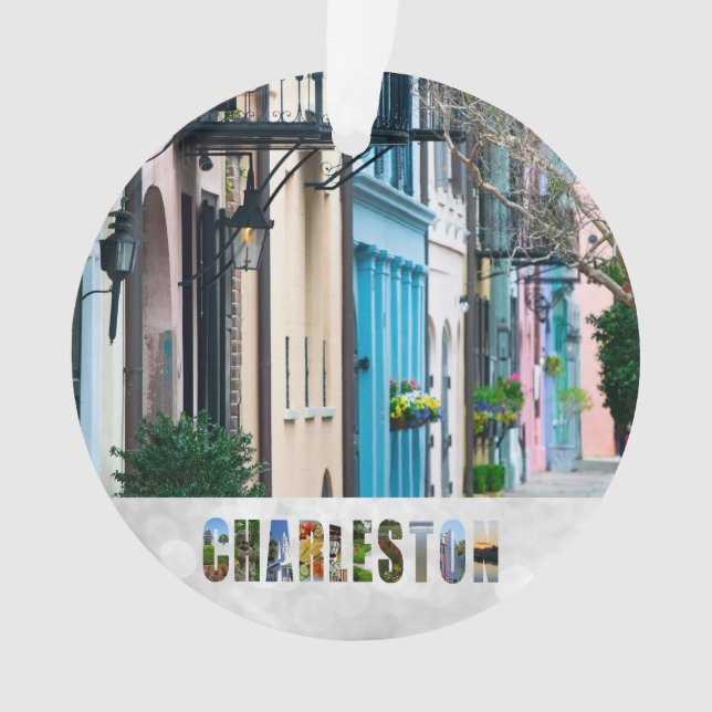 Ornamento Charleston South Carolina Rainbow Row Christmas (Frente)