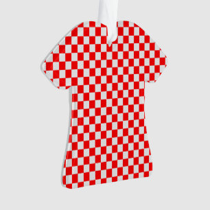 Ornamento Checkerboard vermelho e branco clássico por STayl