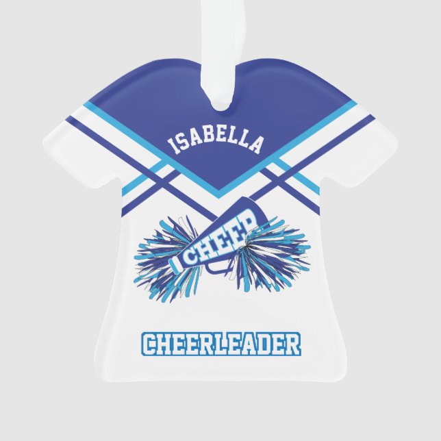 Ornamento Cheerleader Azul, Branco e Azul Claro (Frente)