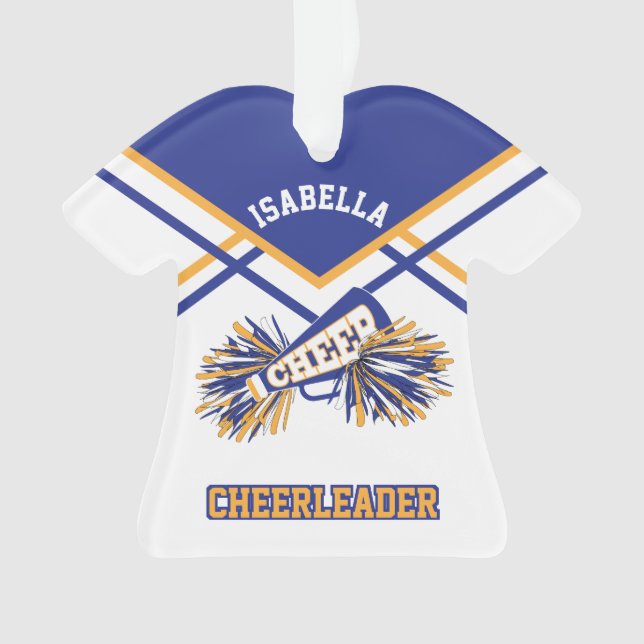 Ornamento Cheerleader azul, Dourado e branco (Frente)