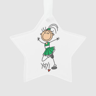 Ornamento Cheerleader de Figura do Adesivo Verde
