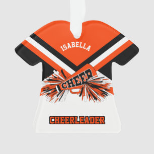 Ornamento Cheerleader Laranja, Preto e Branco