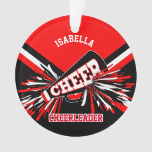 Ornamento Cheerleader Preto, Vermelho e Branco