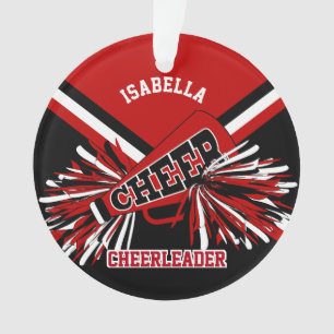 Ornamento Cheerleader 📣 Preto, Vermelho Escuro e Branco