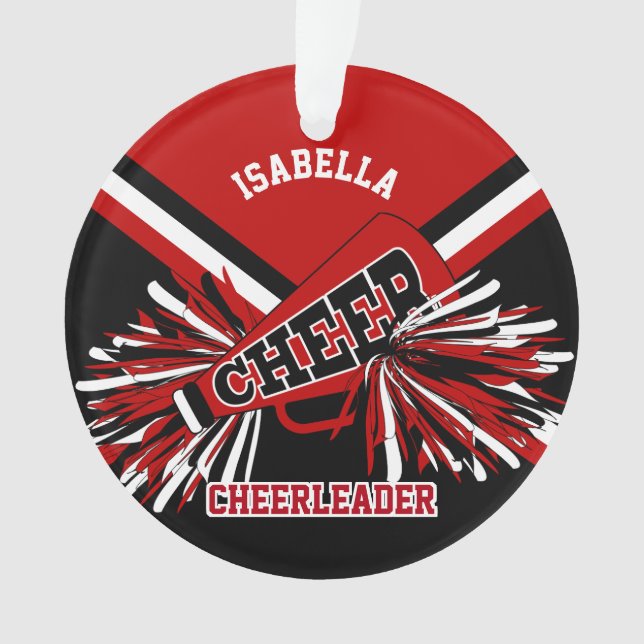 Ornamento Cheerleader 📣 Preto, Vermelho Escuro e Branco (Frente)