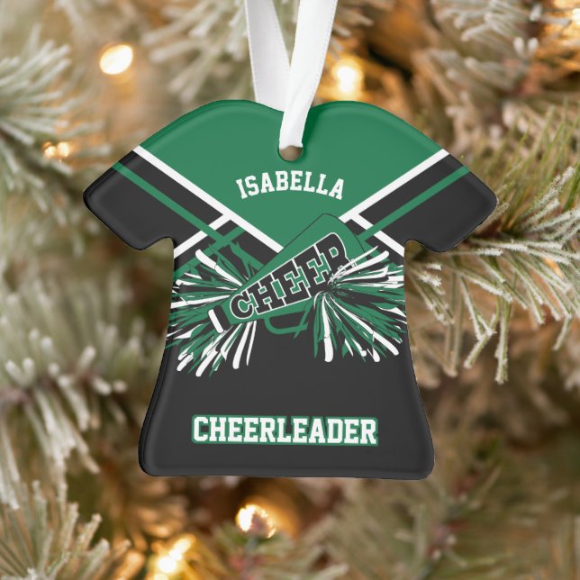 Ornamento Cheerleader Verde, Branco e Preto Escuro (Árvore)