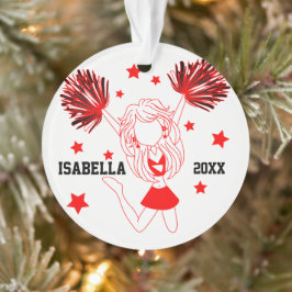 Ornamento Cheerleader Vermelho e Branco 📣 Moça