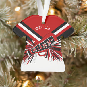 Ornamento Cheerleader vermelho escuro, preto e branco 📣 