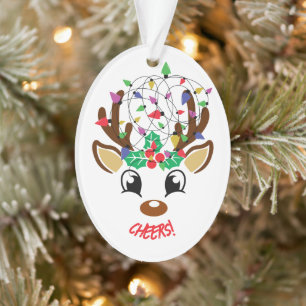 Ornamento "Cheers Reindeer Tangidos Em Luzes"