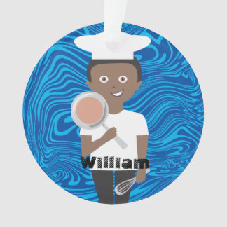 Ornamento Chef de cozinha afro-americano fritando pan person
