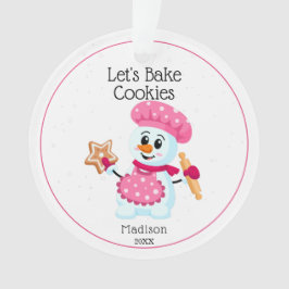 Ornamento Chef Rosa Snowman Cookie Nome do padeiro Natal