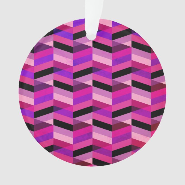 Ornamento Chevron/Herringbone Abstrato | Roxos e Violeta (Frente)