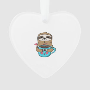 Ornamento Chibi Preguiça Amante de Café � Preguiça Kawaii Fo