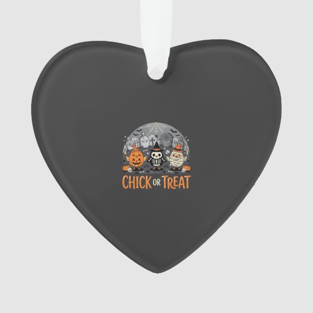 Ornamento Chick or Treat Design de Cemitério de Halloween Fo (Frente)