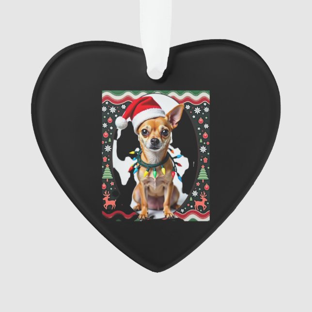 Ornamento Chihuahua Christmas Santa Ugly Sweater Dog Lover X (Frente)