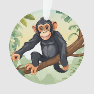 Ornamento Chimpanzé com a cauda fofa no galho