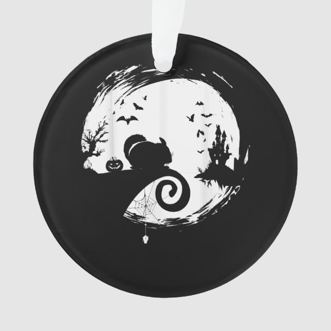 Ornamento Chinchilla Halloween Figurume Moon Silhouette (Frente)