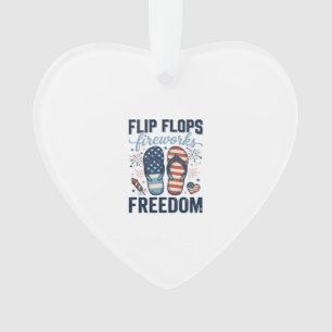 Ornamento Chinelos Patrióticos Fogos de Artifício Camisa Lib