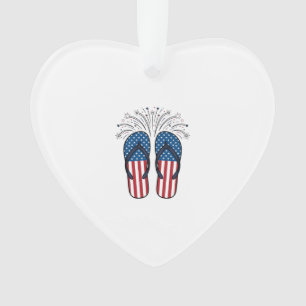 Ornamento Chinelos Patrióticos Fogos de Artifício Camiseta d