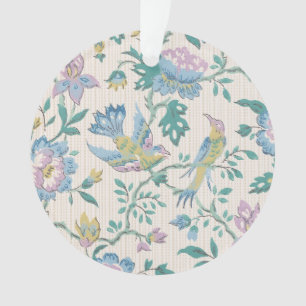 Ornamento Chinoiserie Vintage Pássaro Floral Padrão Pastel