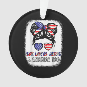 Ornamento Christian Girl ama Jesus & America Shirt 4th Jul