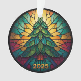 Ornamento Christmas Ornament 2025 Faux Stained Glass Eff. 1