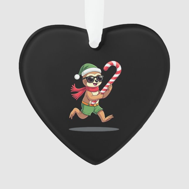 Ornamento Christmas Sloth Elf Peppermint Candy Cane Shirt Gi (Frente)